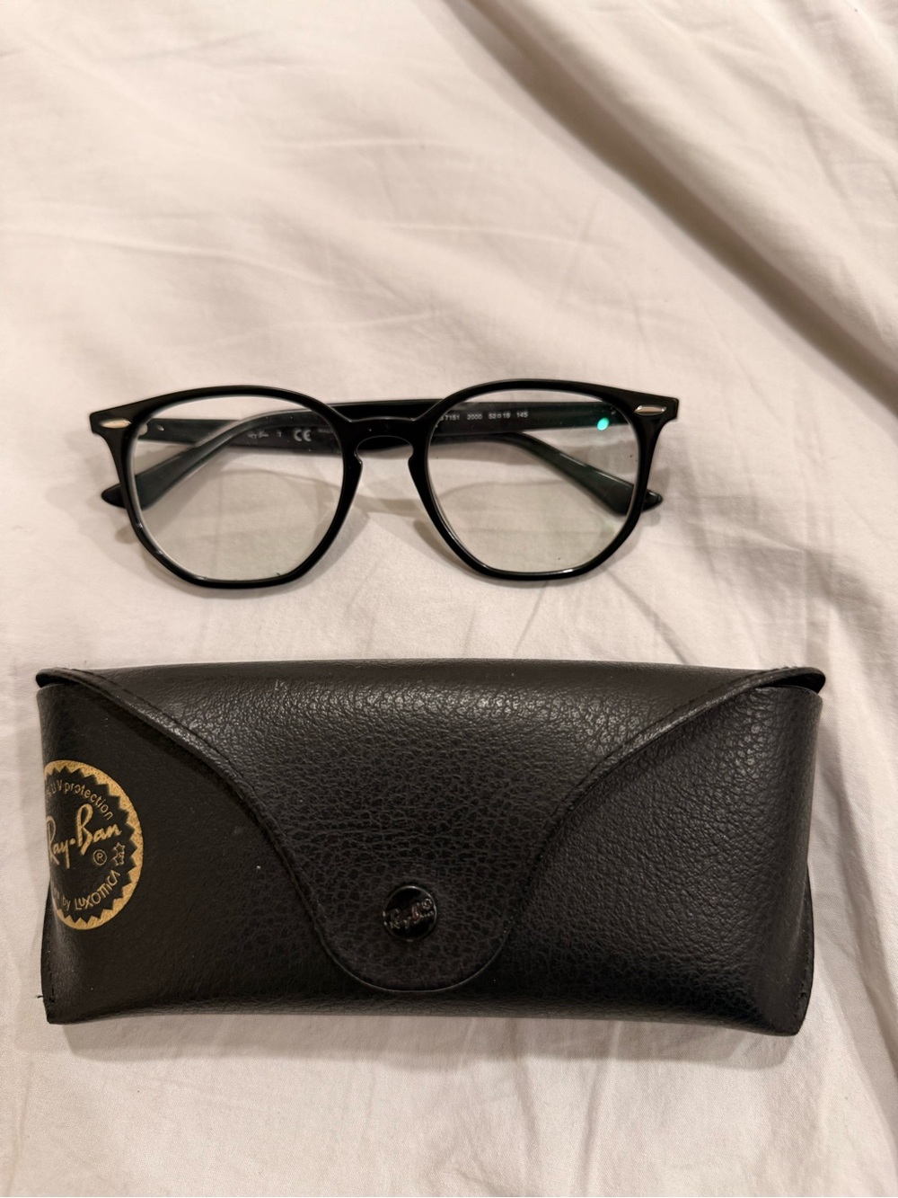 Ray-Ban Black Round-Rectangle Eyeglasses with Case